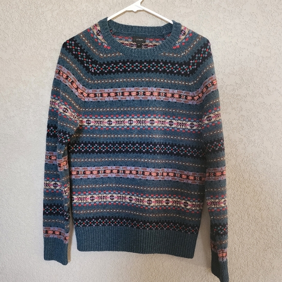 J.Crew Fair Isle knit sweater lambs wool size XS - Picture 1 of 6